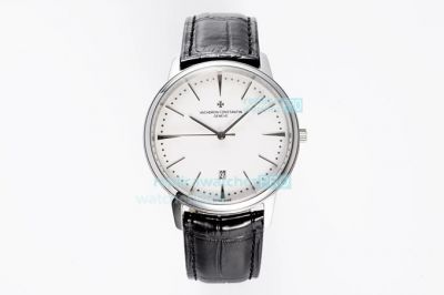 Swiss Replica Vacheron Constantin Patrimony SS White Dial With Leather Strap Watch 40MM